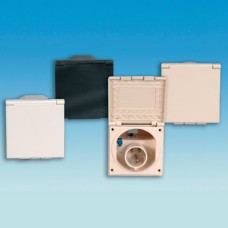 Flush fitting Mains Inlet 240v volt White square Caravan Motorhome SC375A